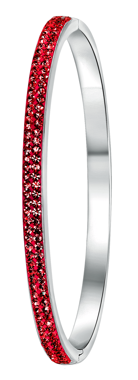 Gerecycled stainless steel armband met siam kristal