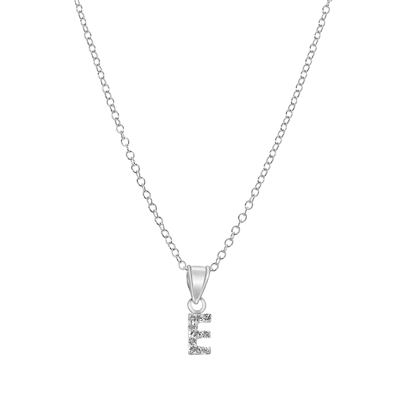 Zilveren kinderketting initialen met wit kristal