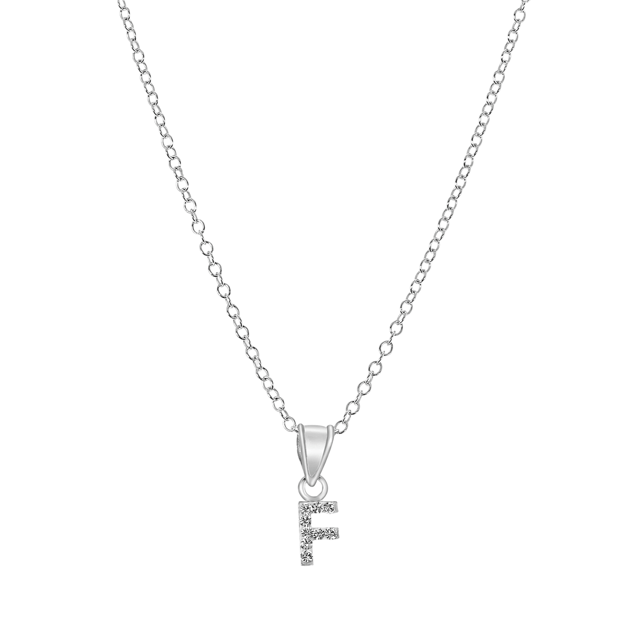 Kinder-Halskette, 925 Silber, Initialen mit weißem Kristall