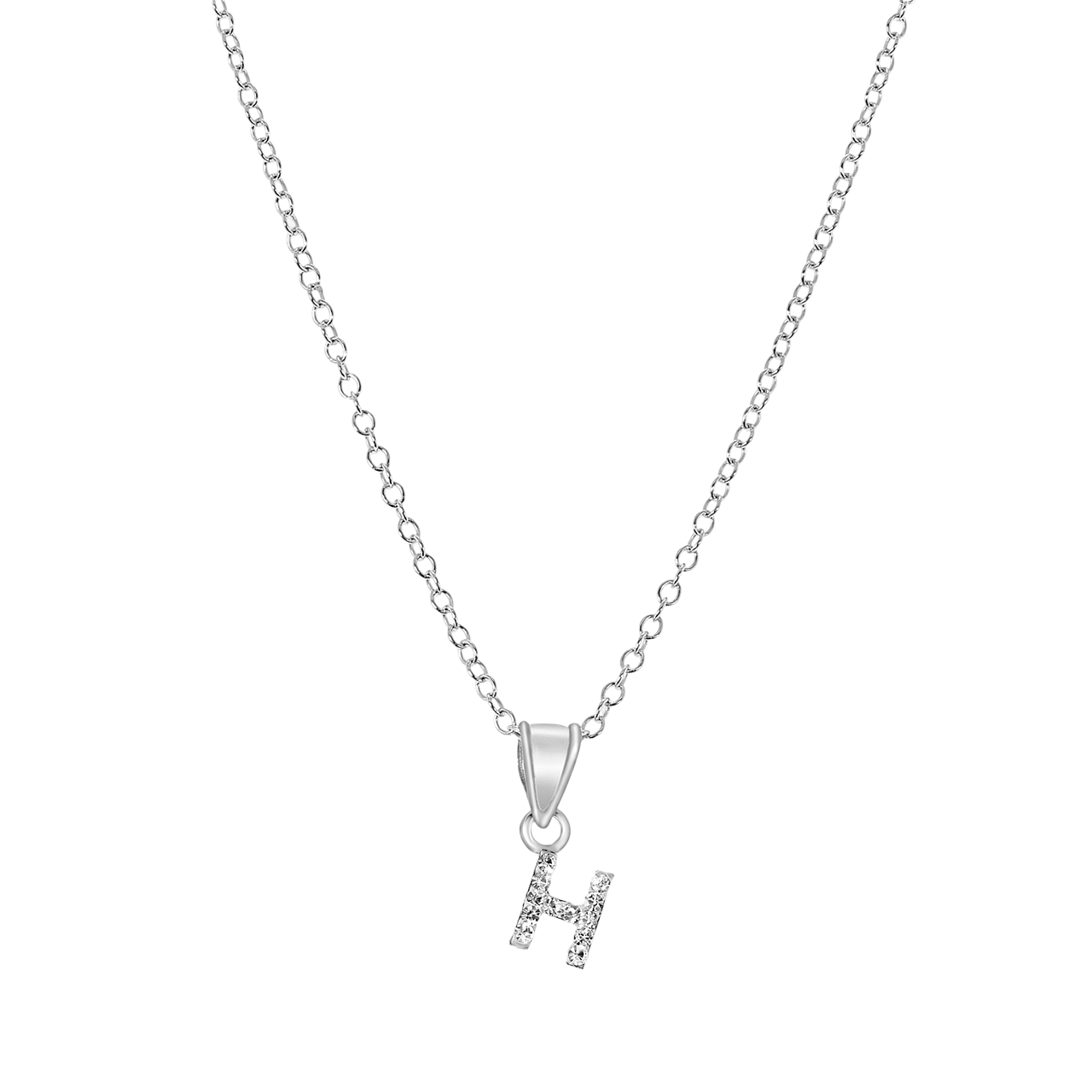 Zilveren kinderketting initialen met wit kristal