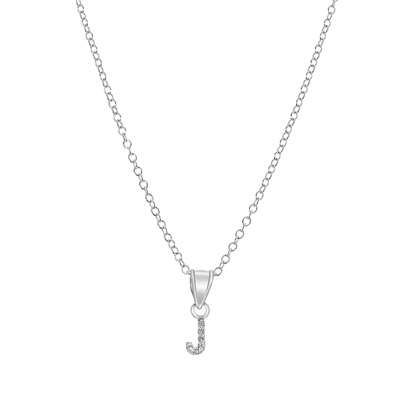 Kinder-Halskette, 925 Silber, Initialen mit weißem Kristall
