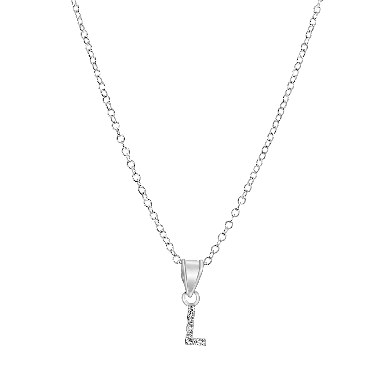 Kinder-Halskette, 925 Silber, Initialen mit weißem Kristall