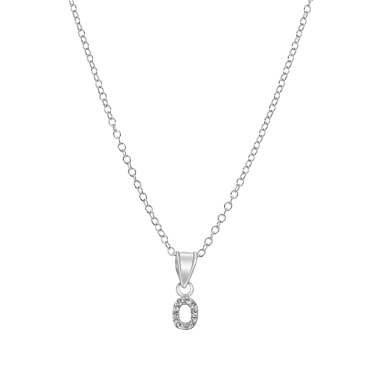 Kinder-Halskette, 925 Silber, Initialen mit weißem Kristall