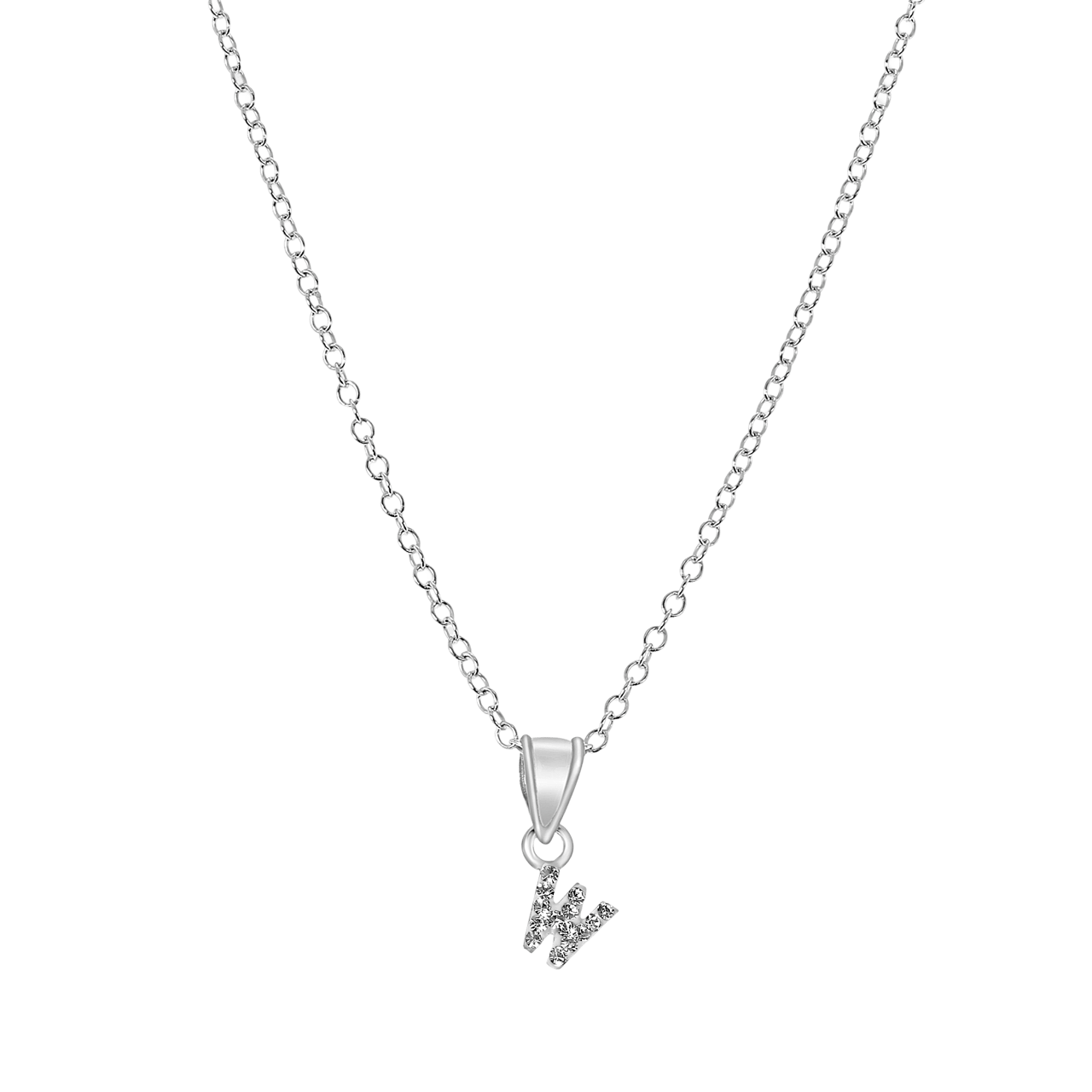 Zilveren kinderketting initialen met wit kristal