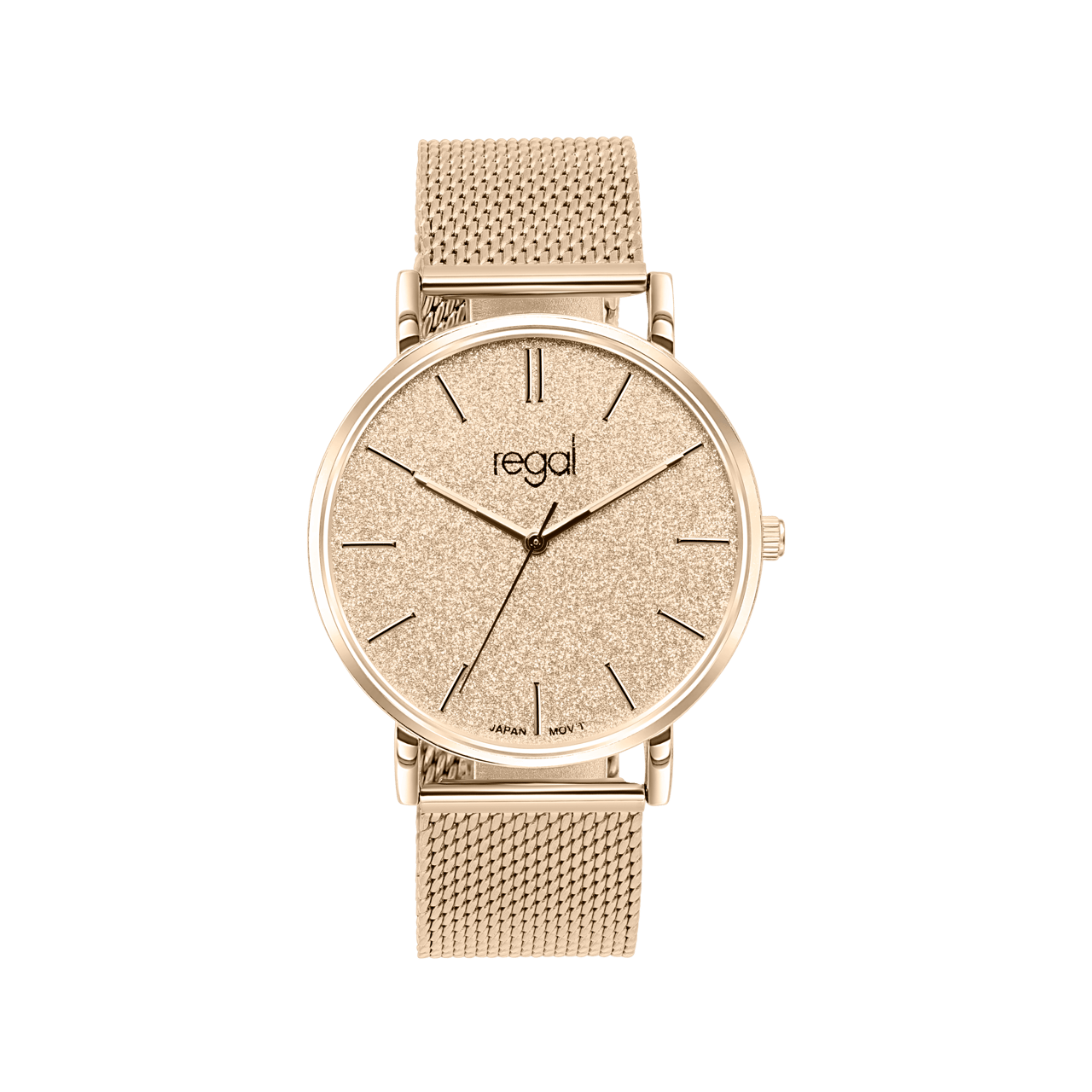 Regal mesh horloge glitter met rosekleurige band