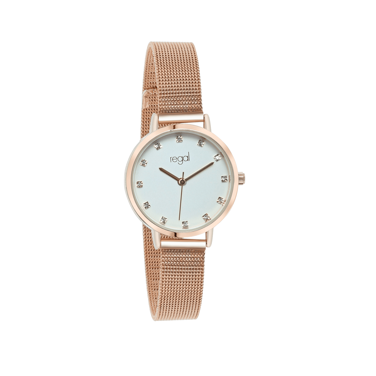 Regal Damenuhr Mesh Glitzer rosafarben