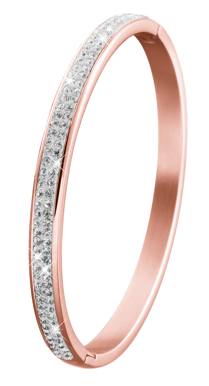 Stalen roséplated kinderarmband bangle met kristal