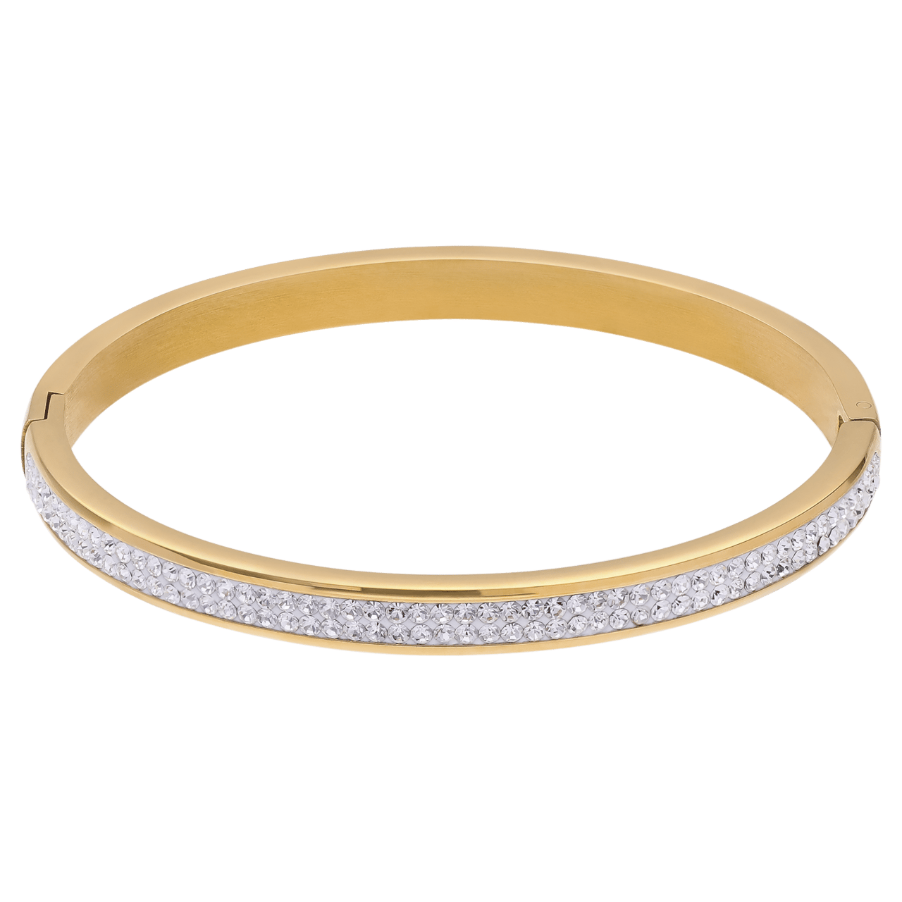 Stalen goldplated kinderarmband bangle met kristal