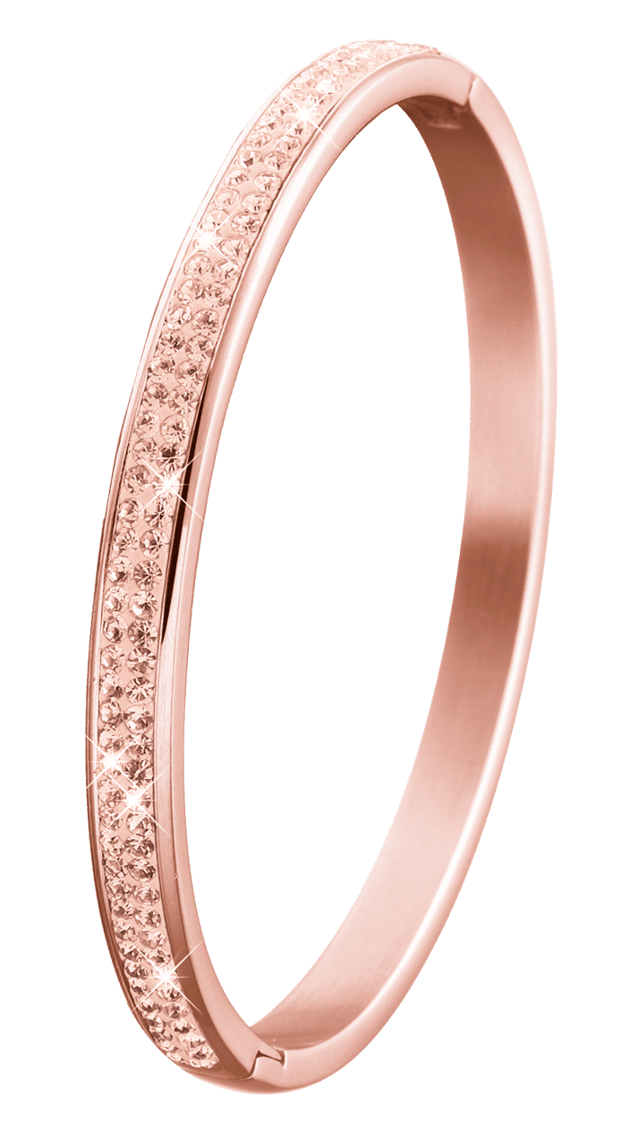 Stainless steel roséplated kinderarmband bangle met kristal
