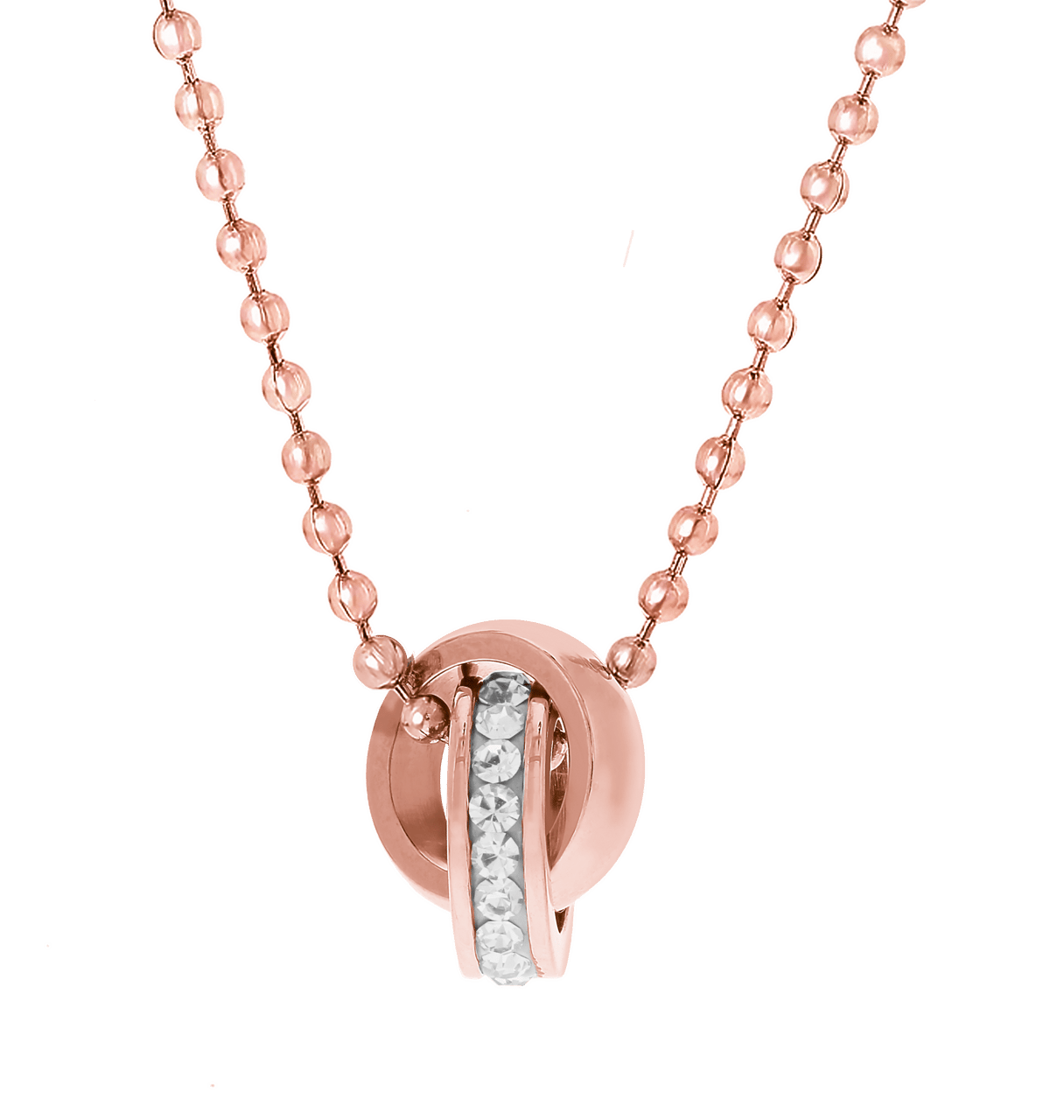 Gerecycleerd stainless steel kinderketting roseplated wit kristal