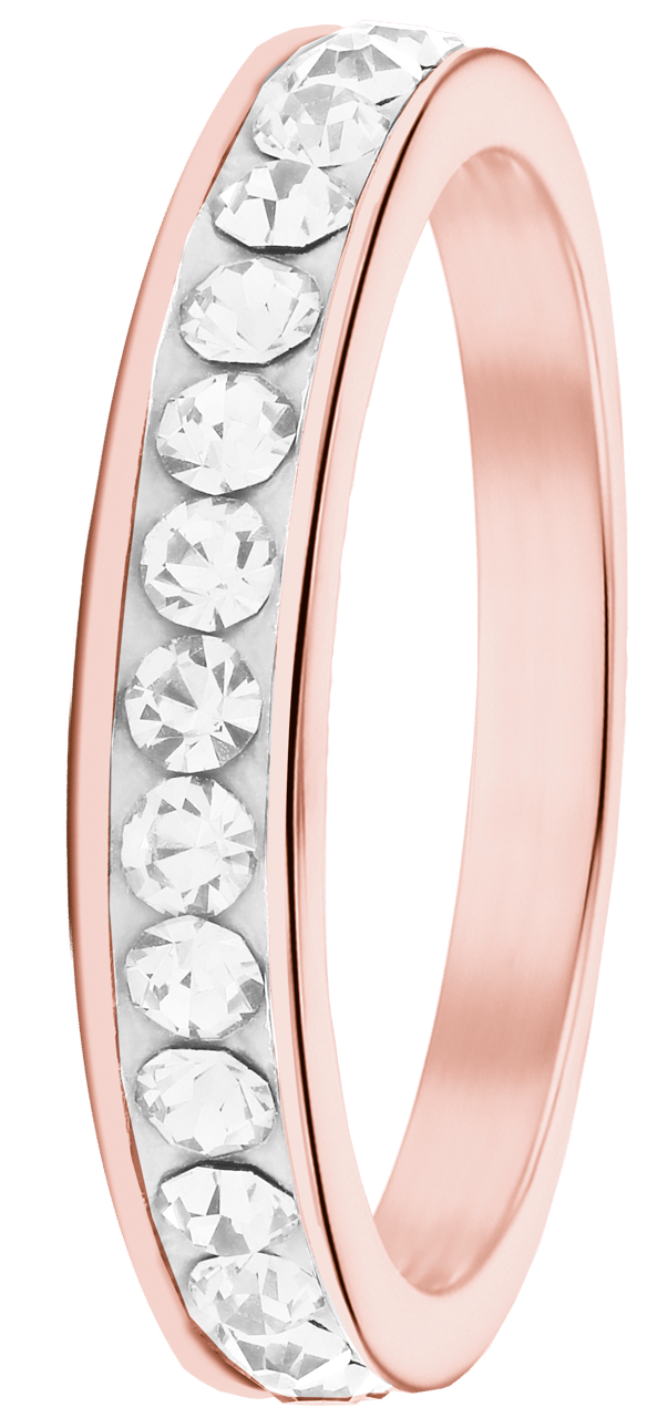 Stainless steel roséplated kinderring met kristal