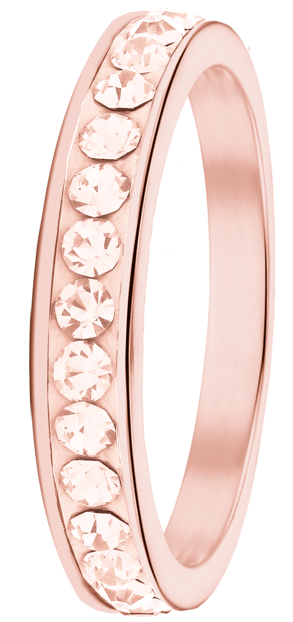 Stainless steel roséplated kinderring met kristal