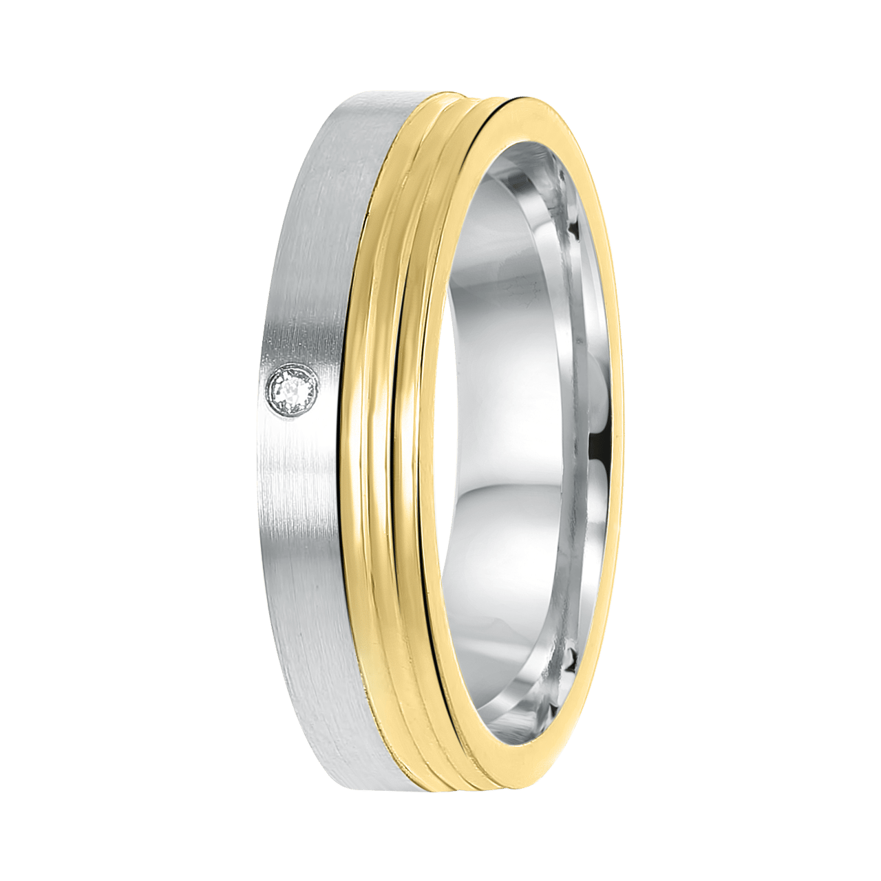 Zilveren goldplated liefdesring Fiji breed met zirkonia voor dames