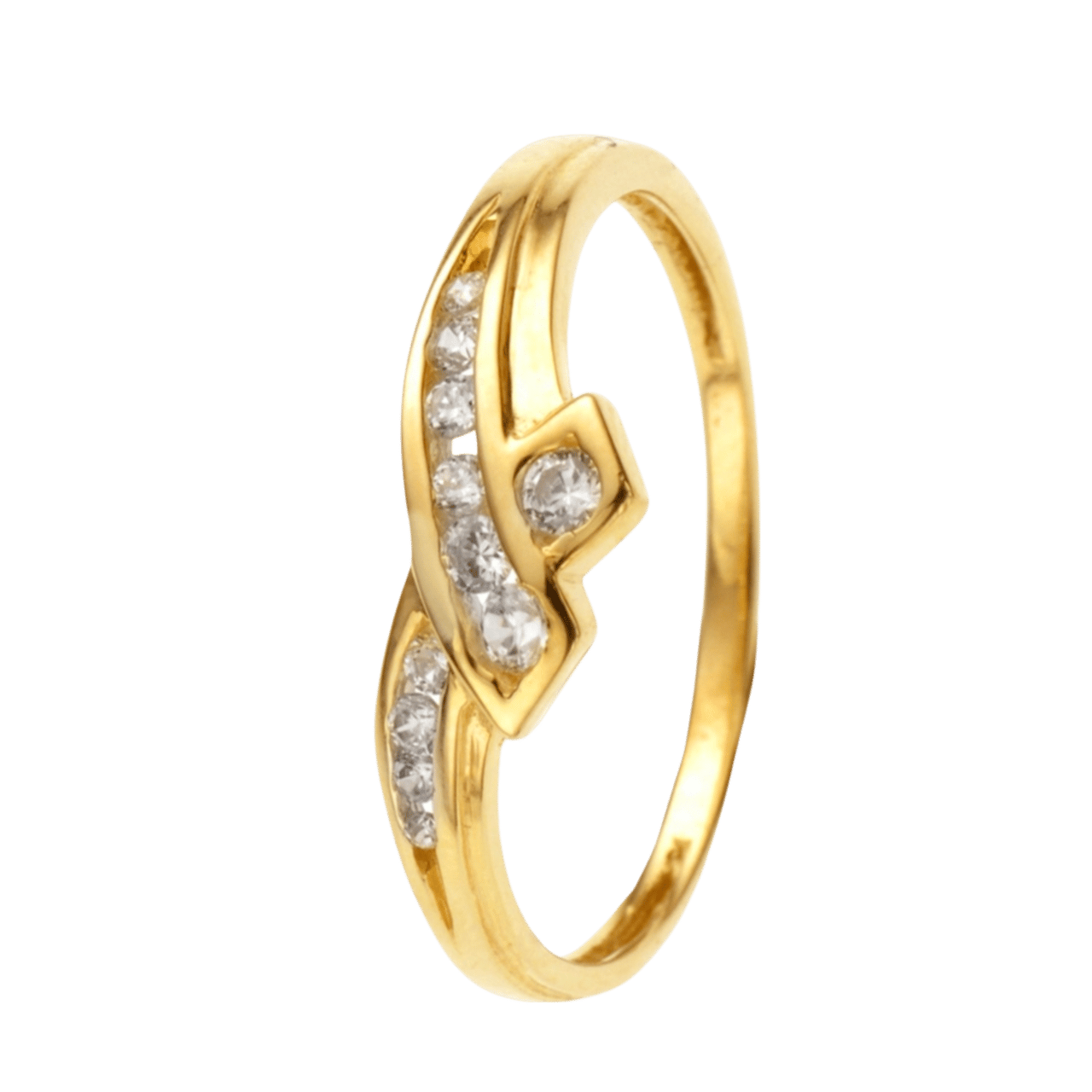 14Karaat geelgouden ring met zirkonia