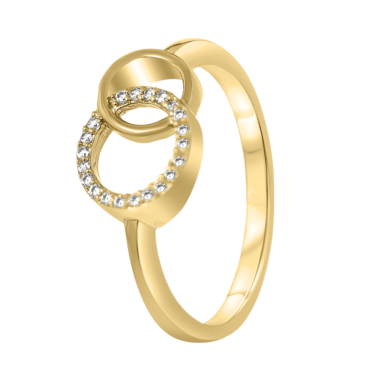 Goldplated ring cirkels met zirkonia