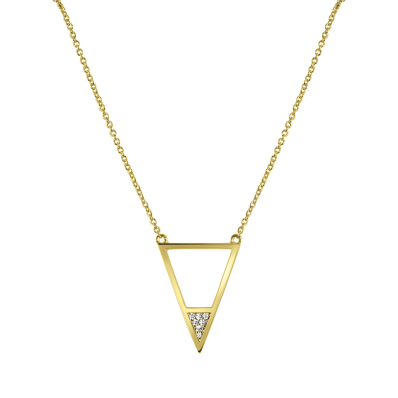 Goldplated ketting driehoek met zirkonia