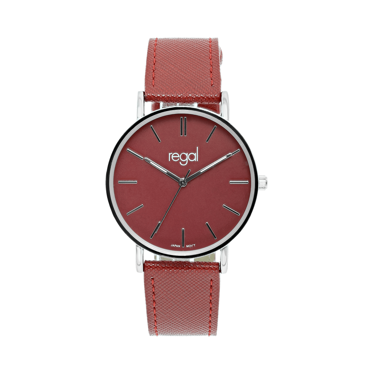 Regal horloge met een rode pu leren band