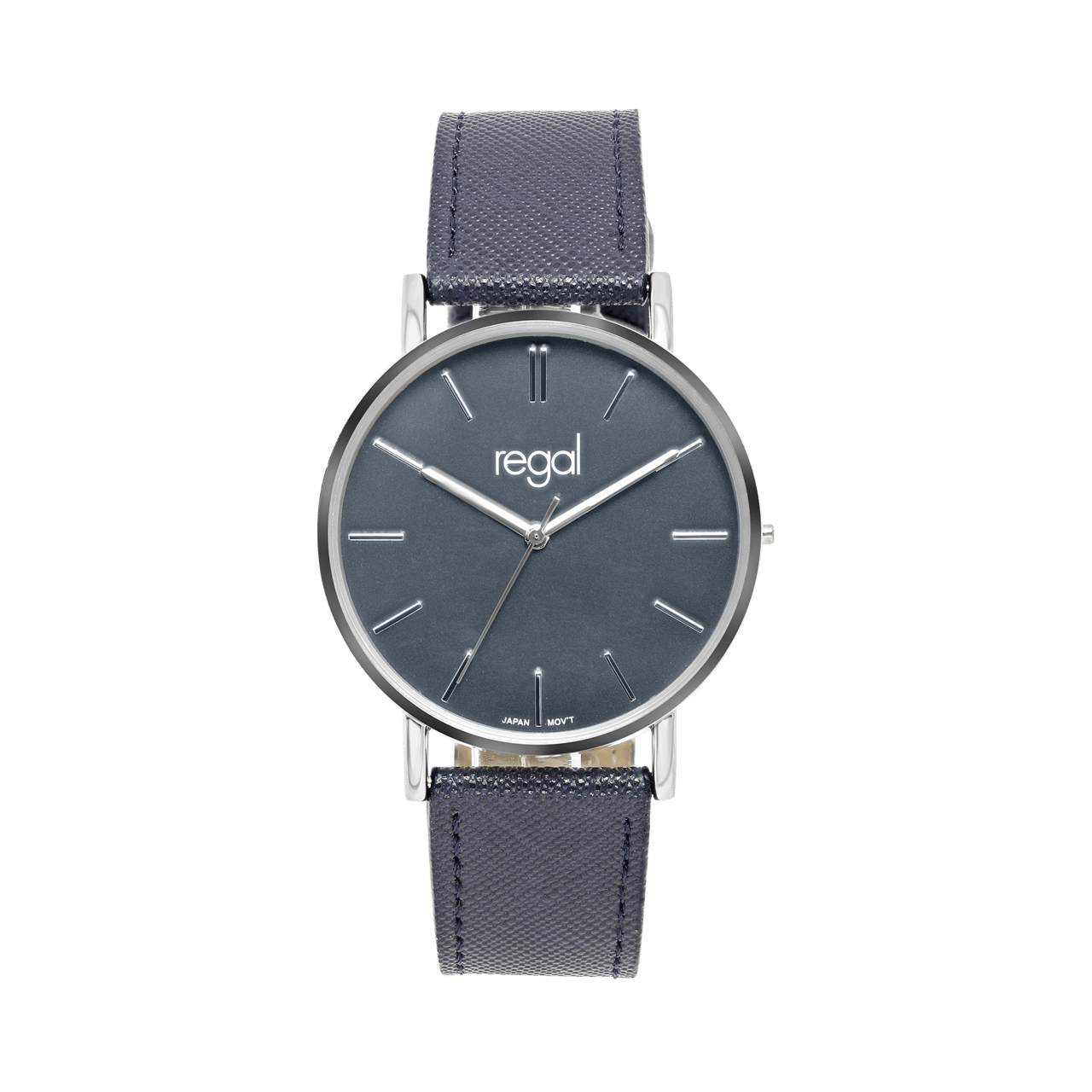 Regal horloge met een blauwe pu leren band