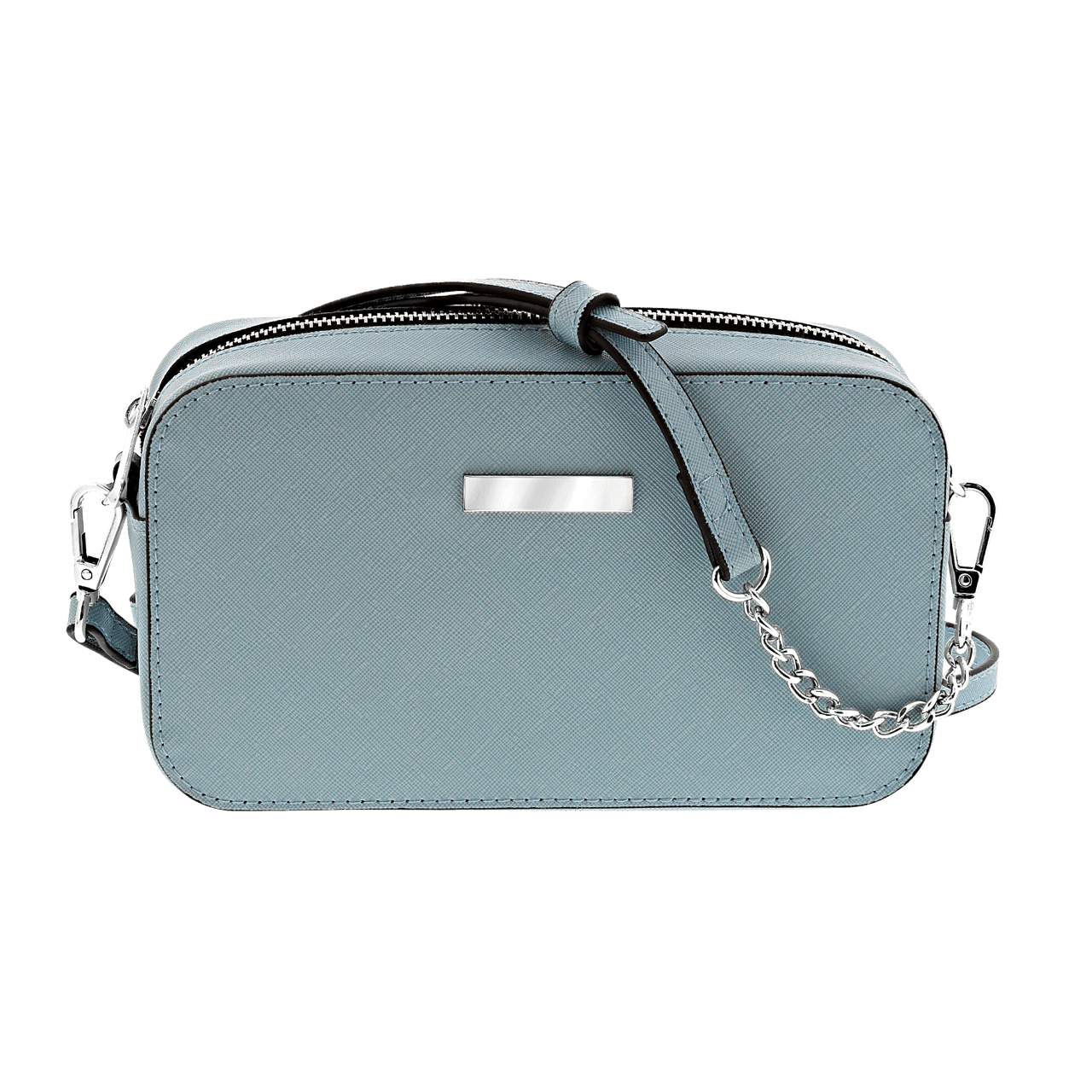 Hellblaue Schultertasche