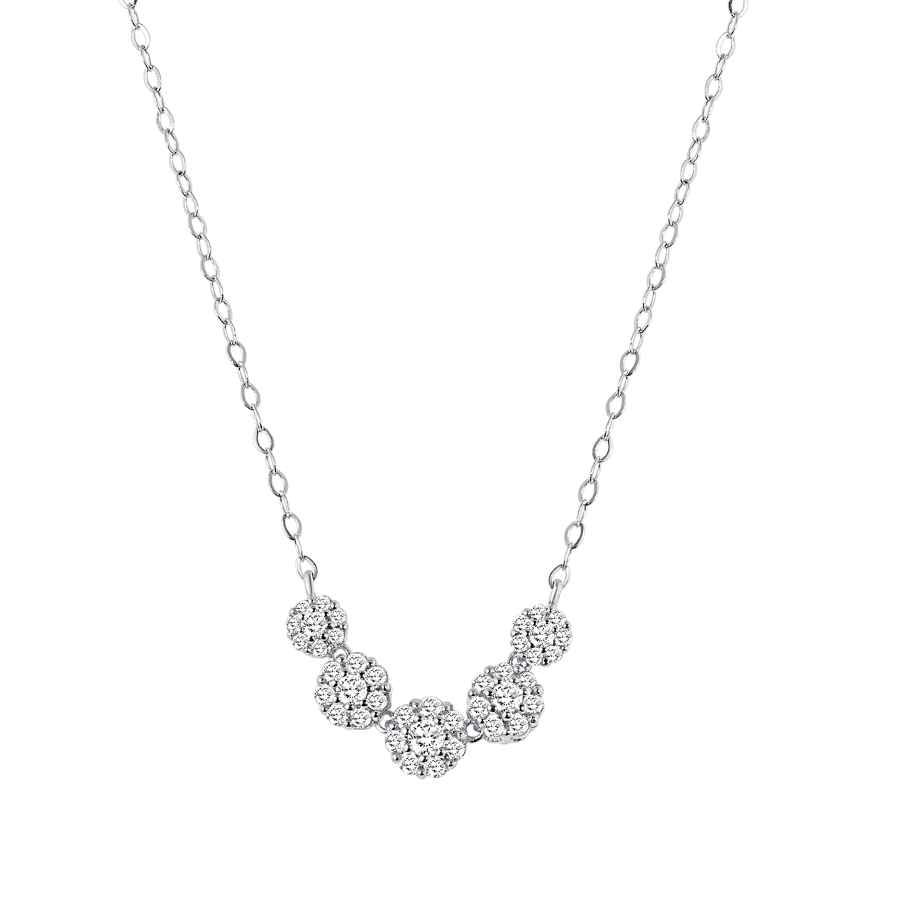 Zilveren ketting gerhodineerd met zirkonia