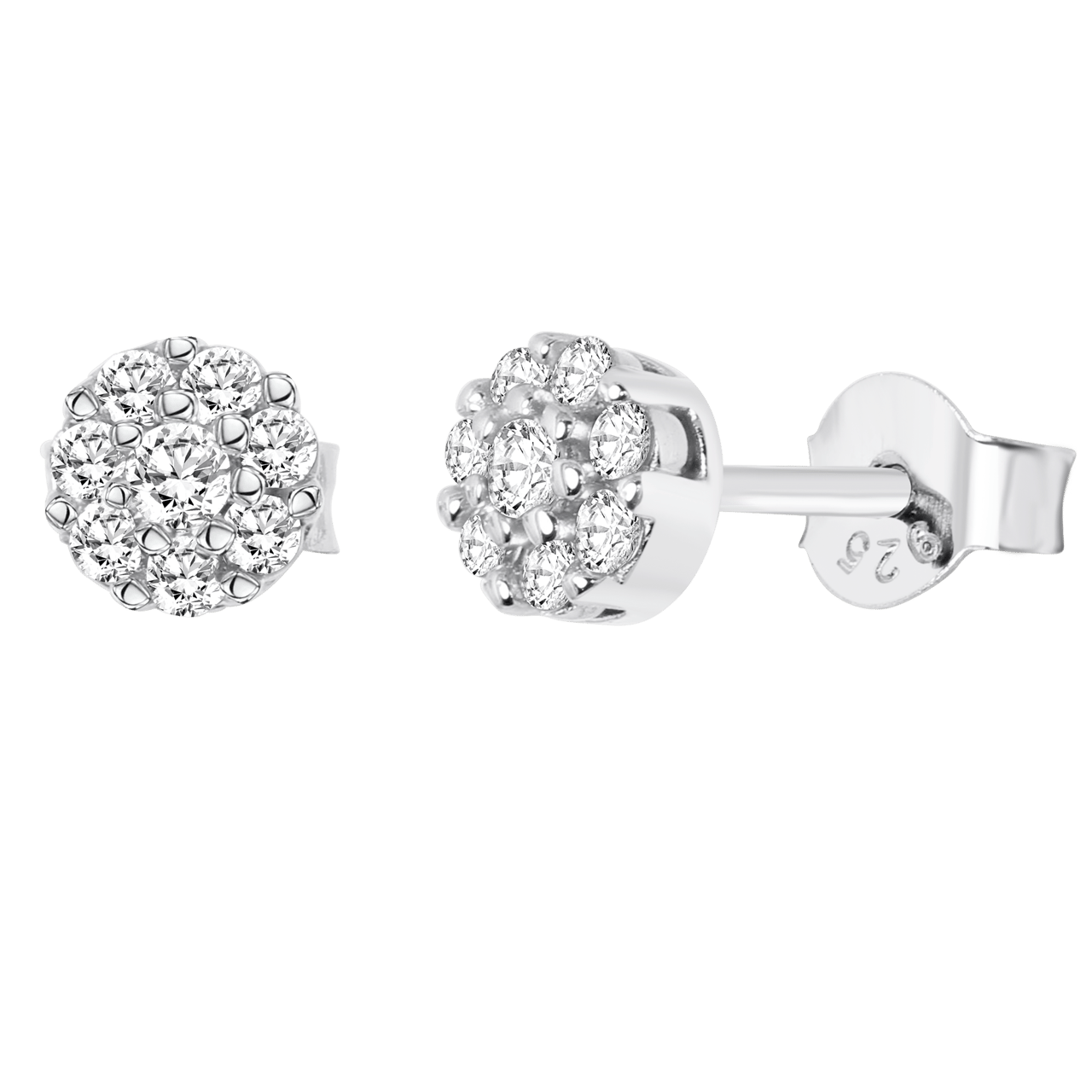 Zilveren oorbellen gerhodineerd 5mm met zirkonia