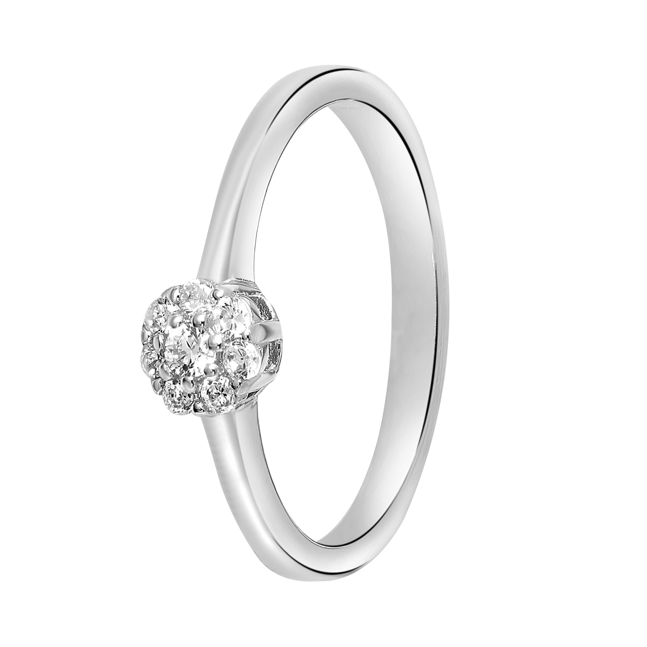 Rhodinierter Silberring, 4 mm, mit Zirkonia