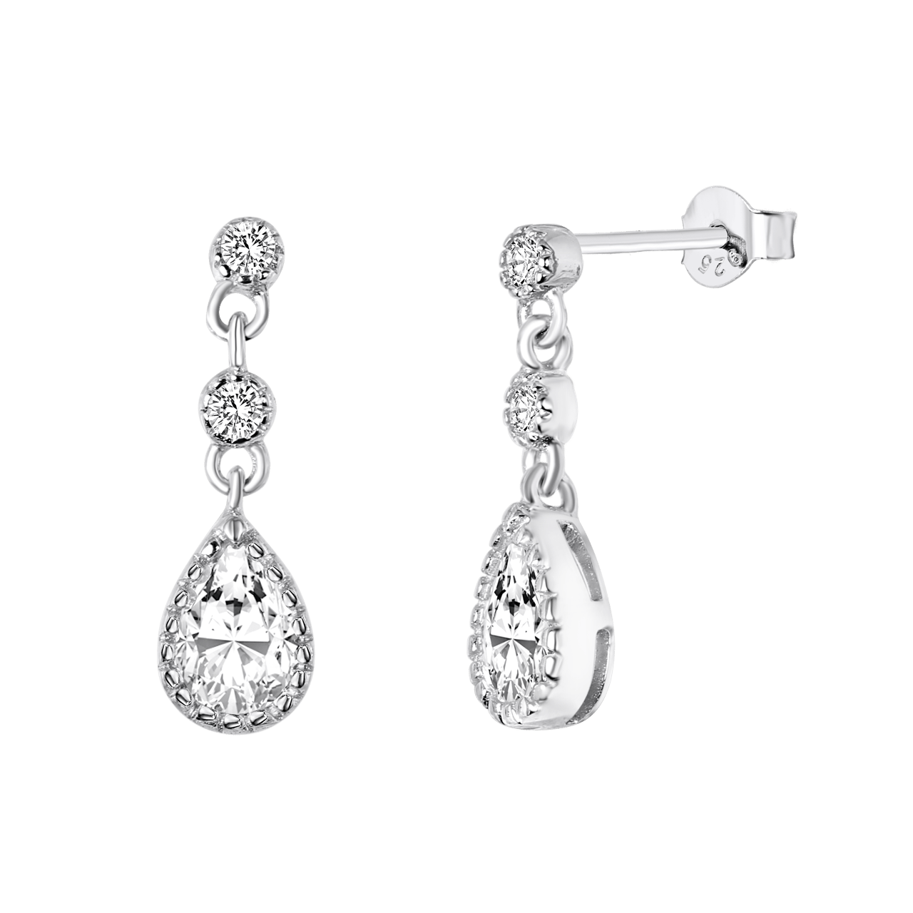 Silberohrringe rhodiniert mit Zirkoniasteinen