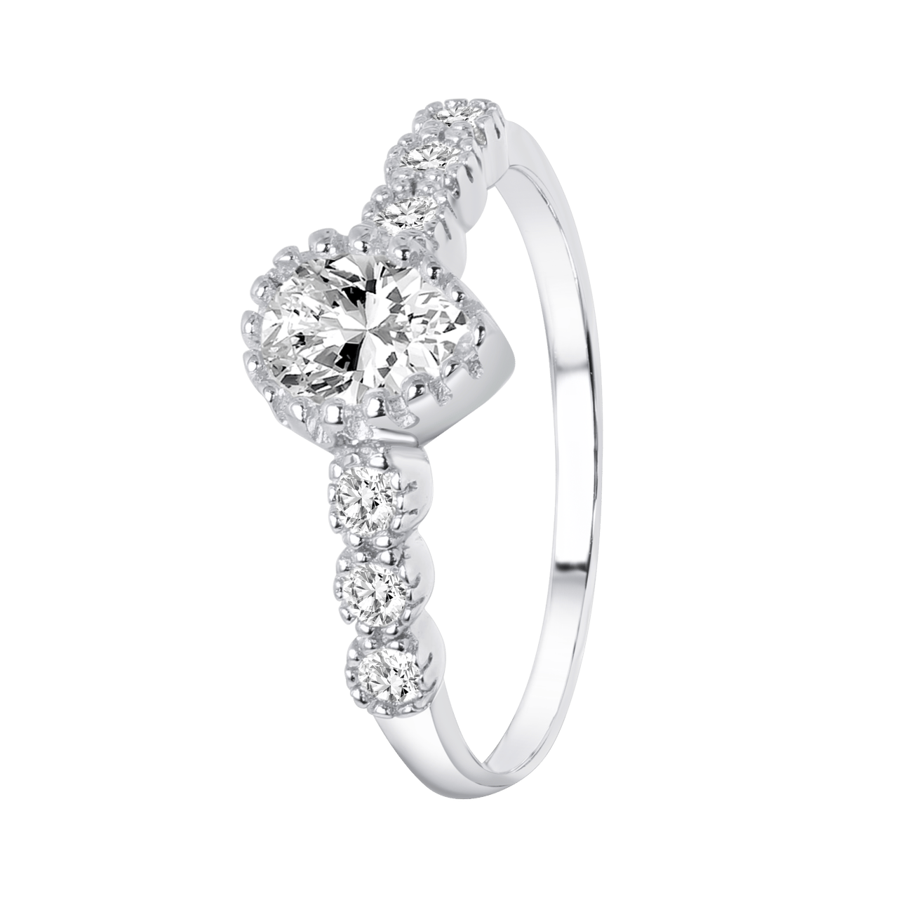 Zilveren ring gerhodineerd met zirkonia