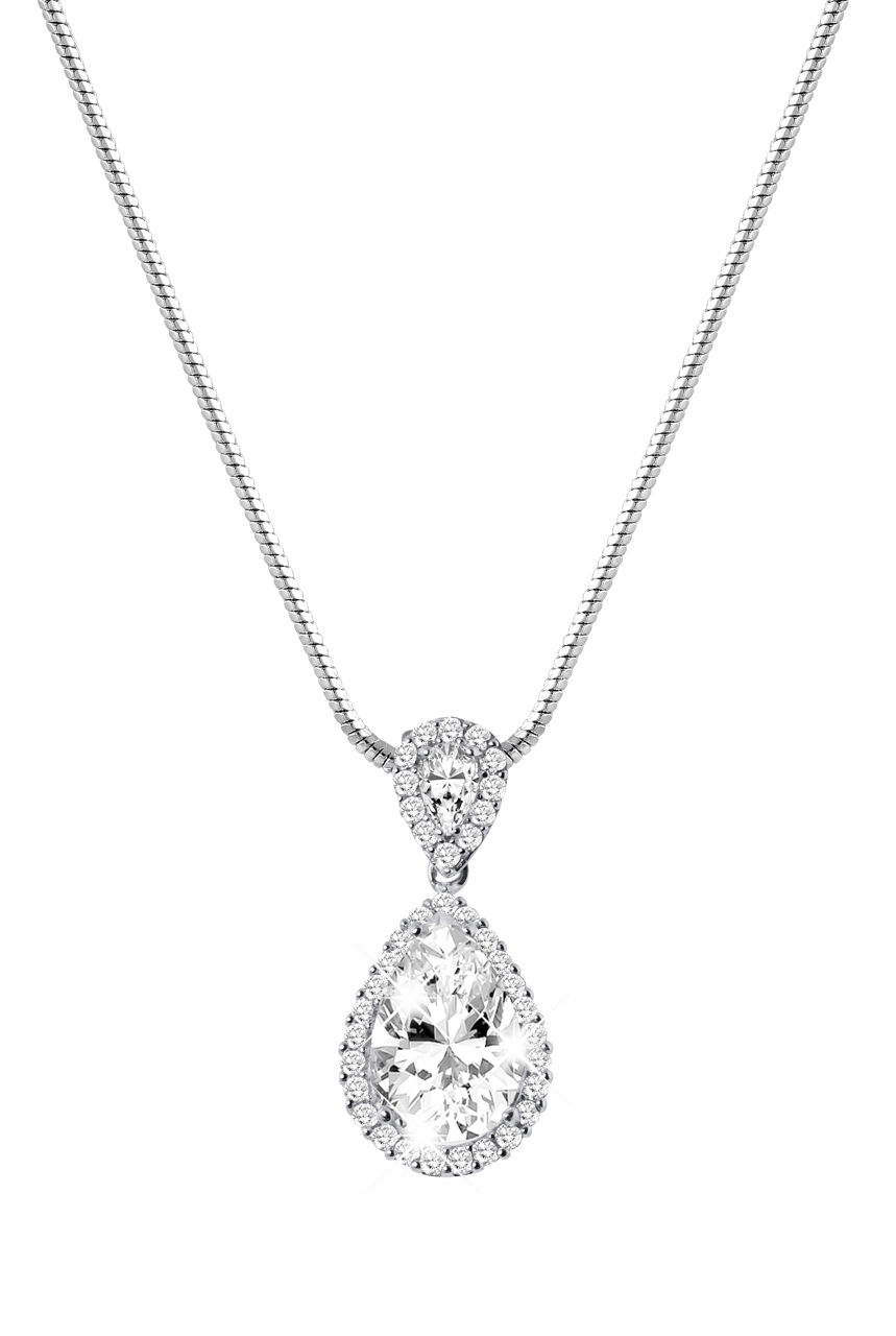 Zilveren ketting&hanger gerhodineerd met zirkonia
