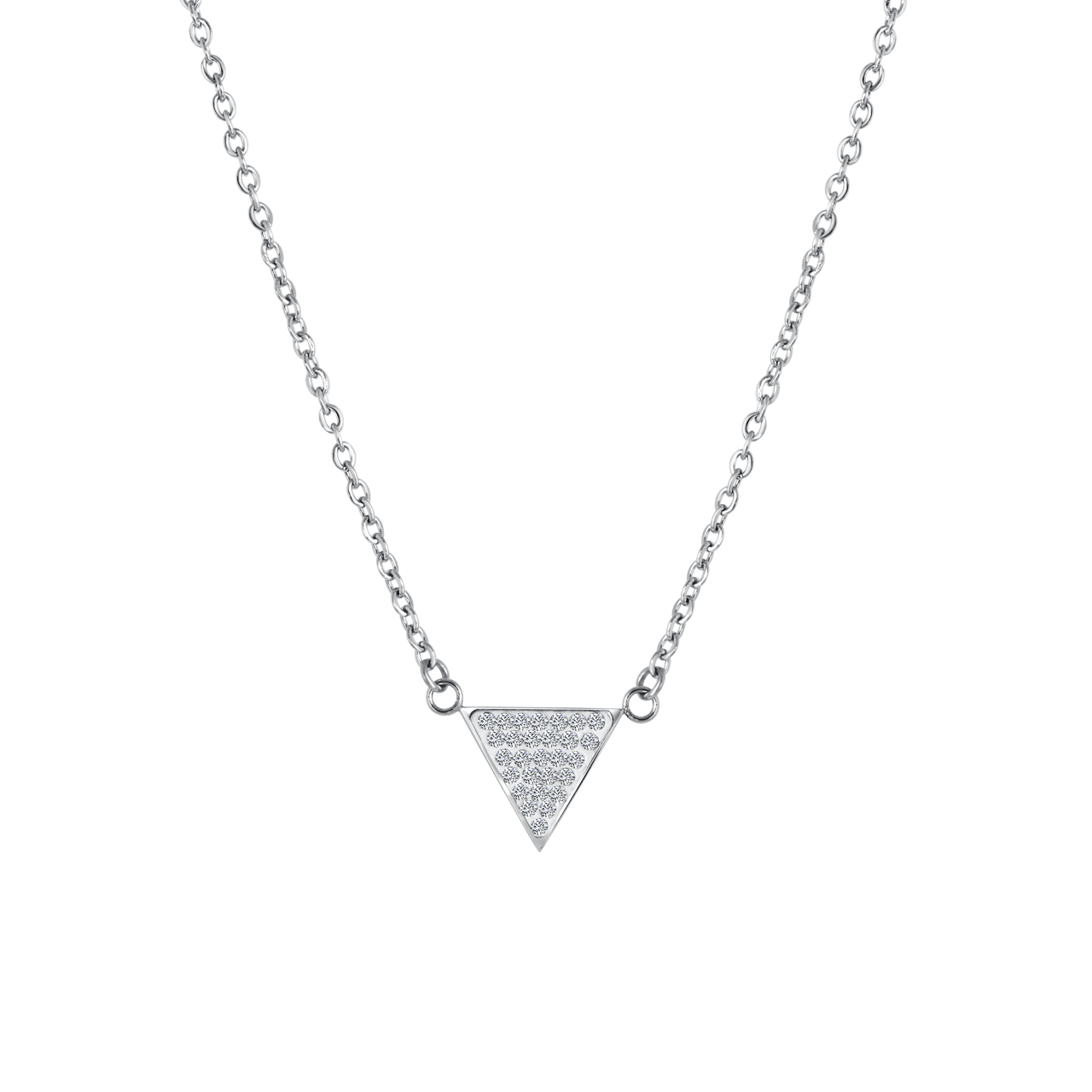 Sweet to send gerecycled stainless steel ketting triangle met kristal voor dames