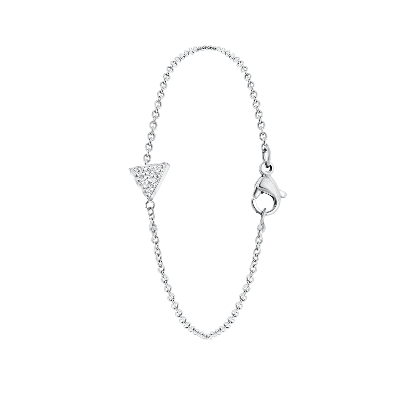 Gerecycleerd stainless steel armband triangle met kristal