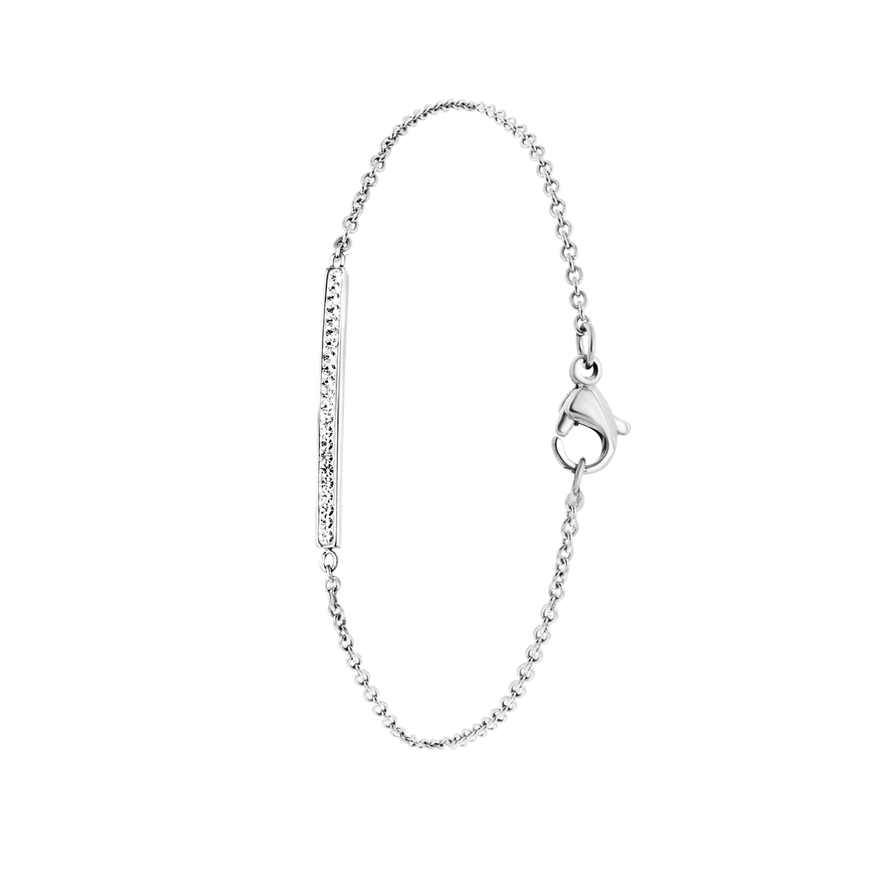 Gerecycled stainless steel armband bar met kristal