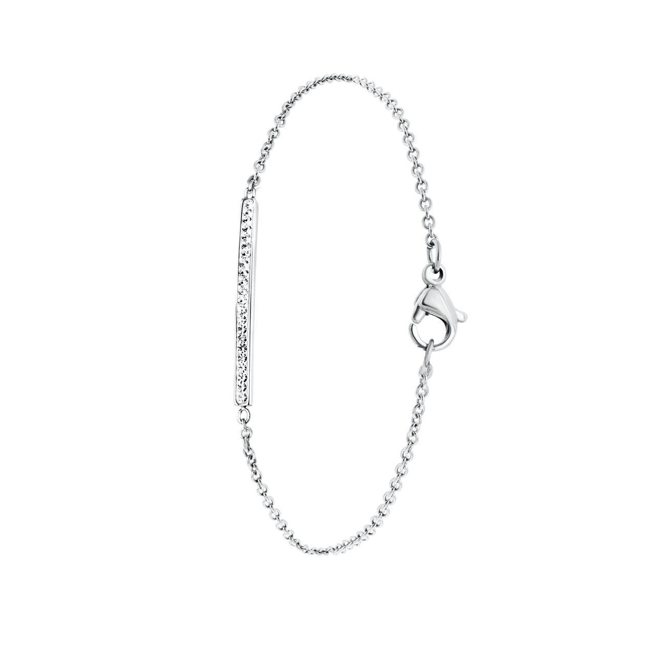 Gerecycled stalen armband bar met kristal