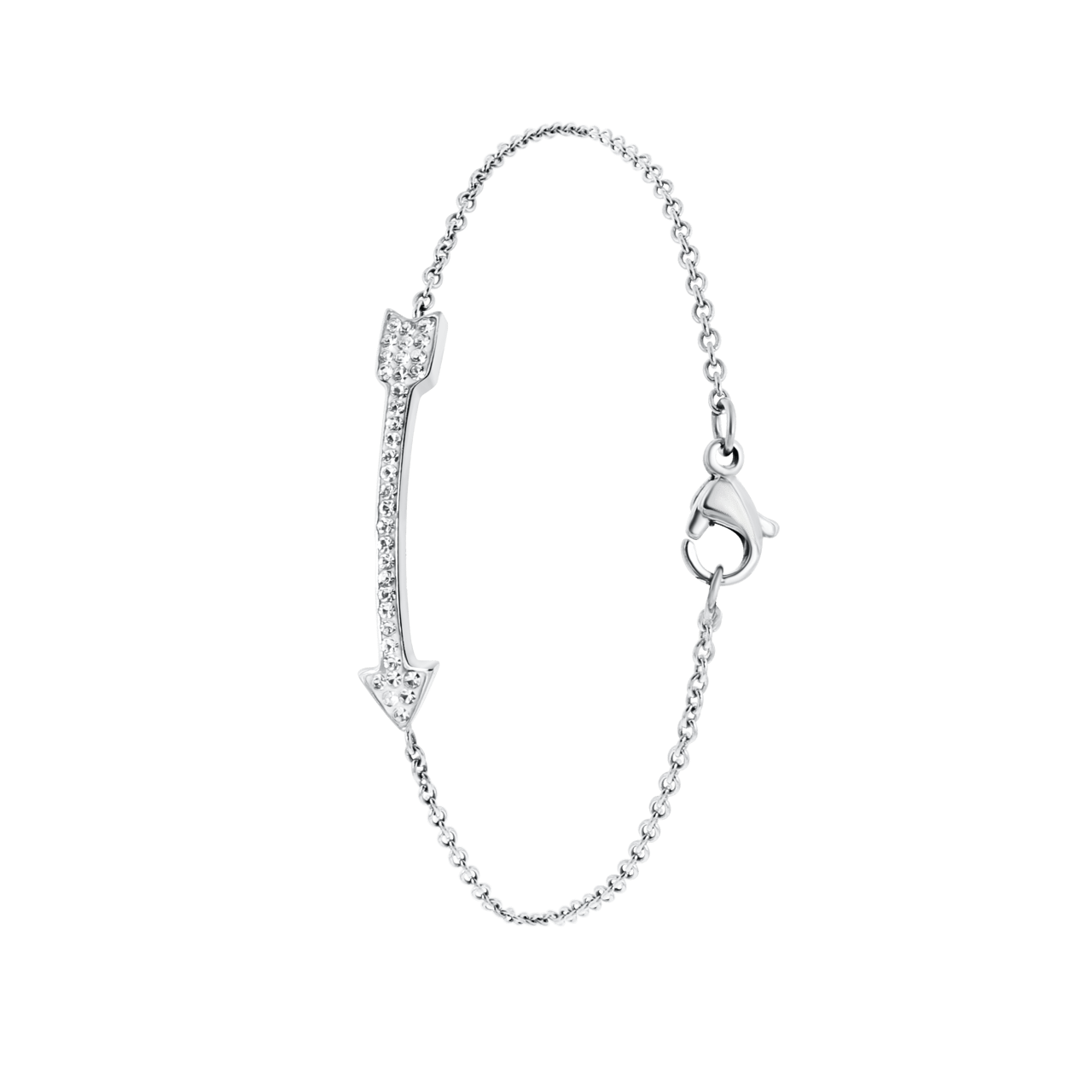 Gerecycleerd stainless steel armband pijl met kristal