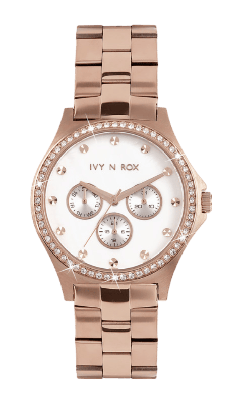 Ivy N Rox Armbanduhr mit rosafarbenem Armband