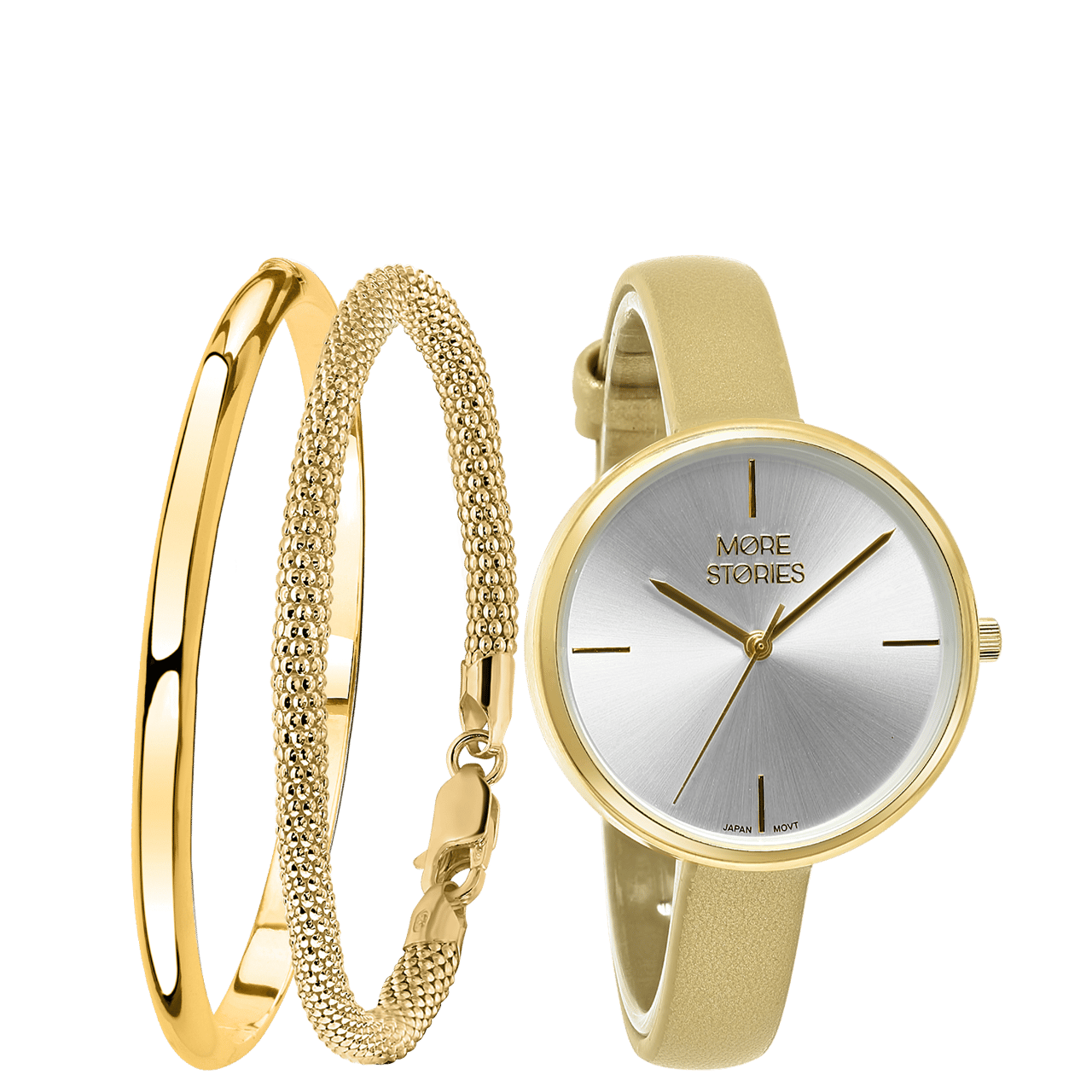 Zilveren goldplated cadeauset met horloge voor dames
