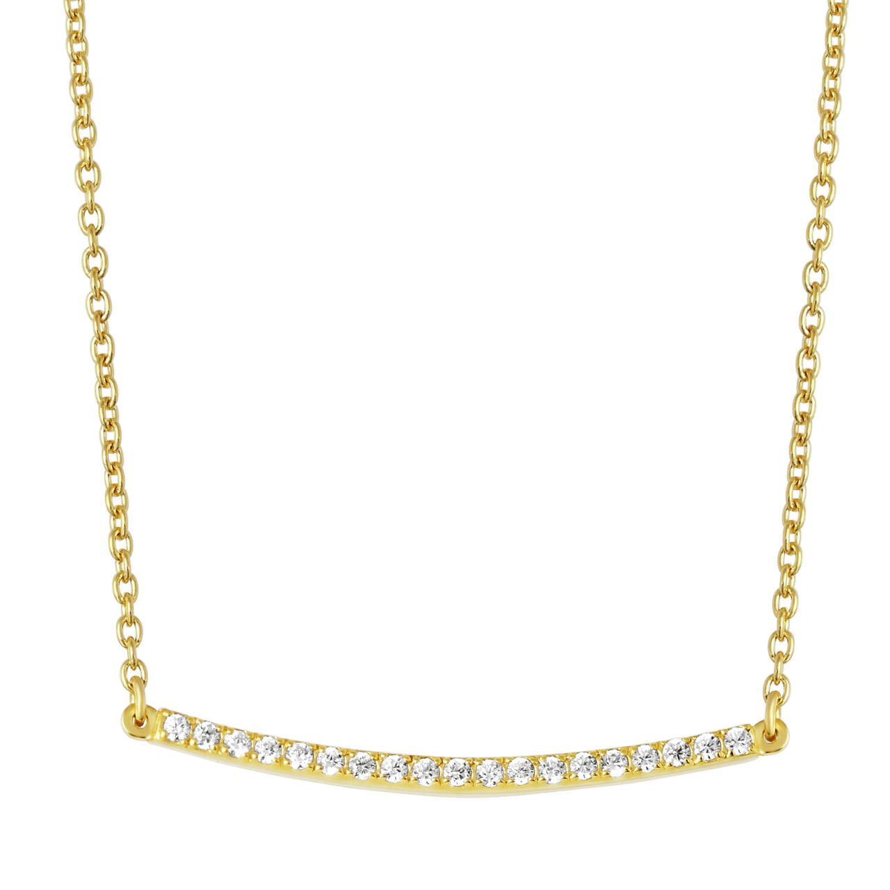 Goldplated ketting bar met zirkonia