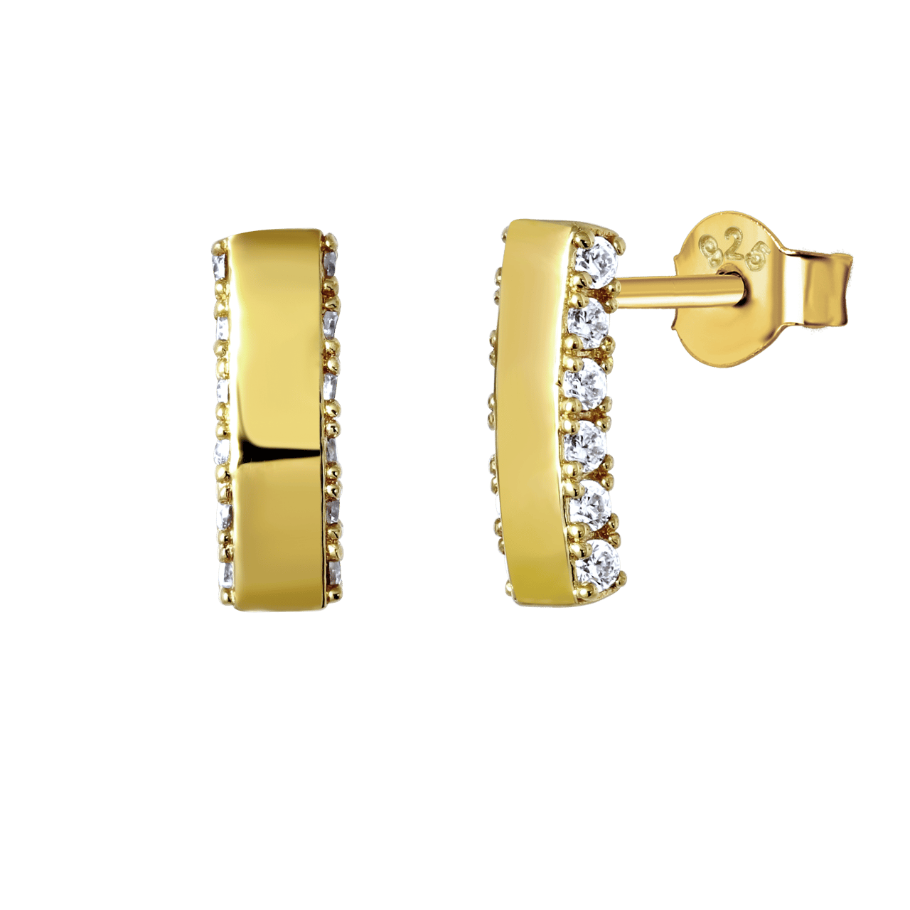 Goldplated oorknoppen met zirkonia voor dames