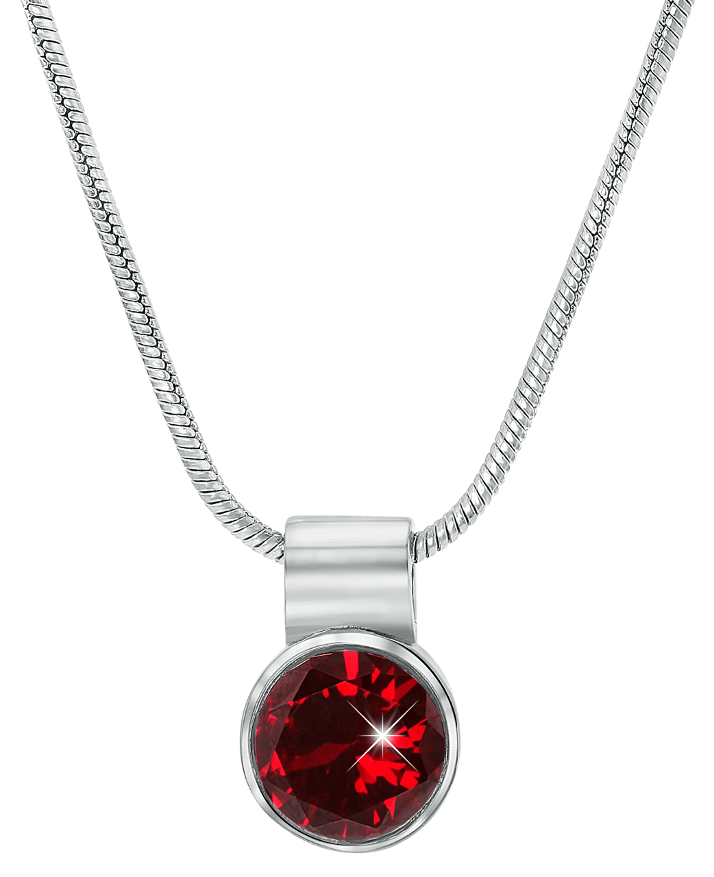 Stainless steel ketting met ruby zirkonia
