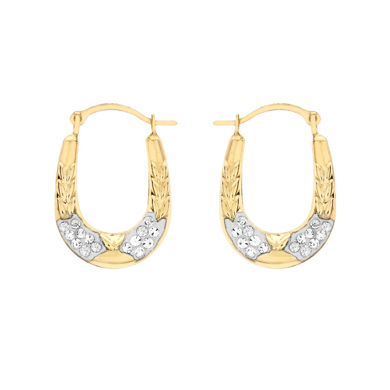 Ohrringe aus 375 Gold, oval, mit Kristall