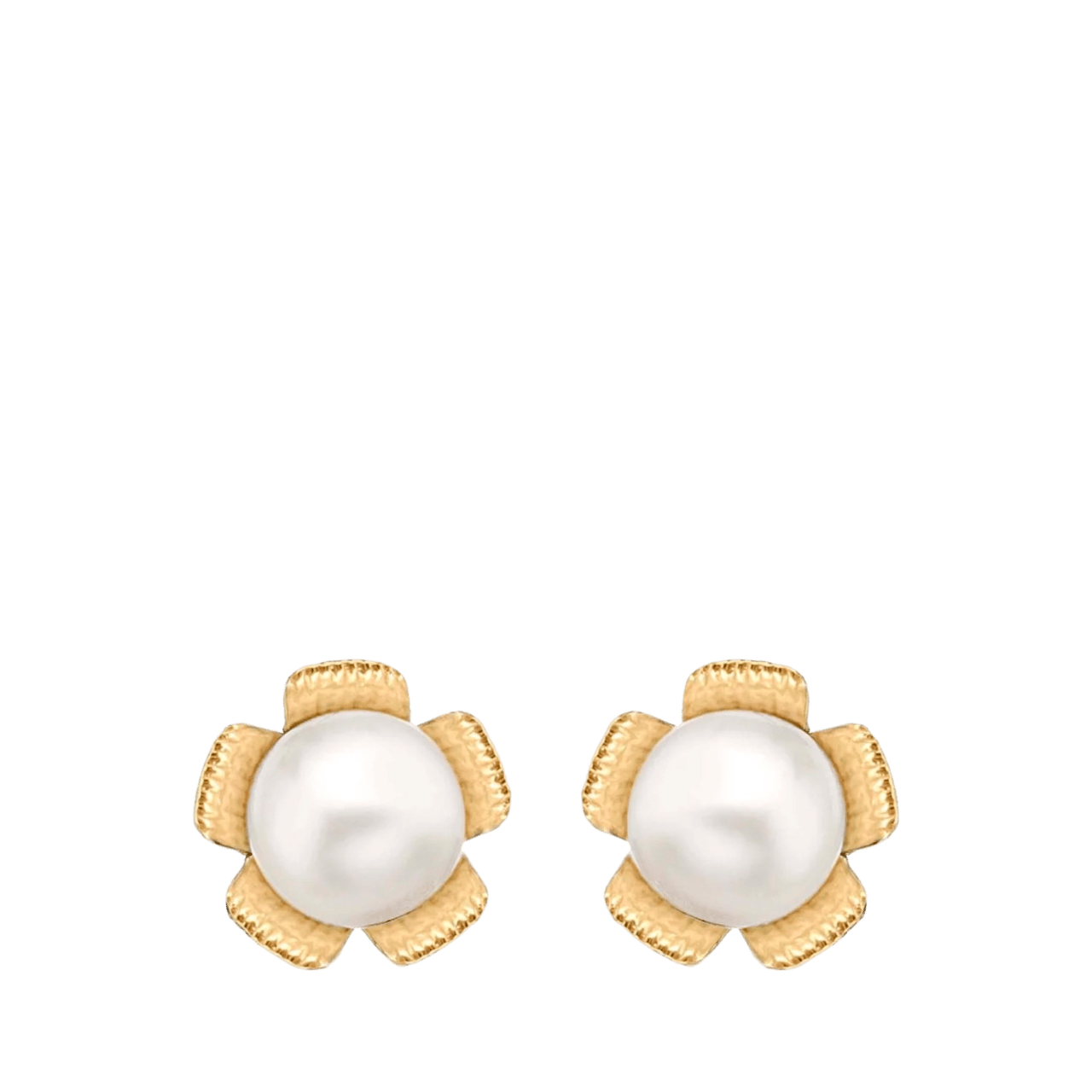 375 Gold Ohrstecker, Blume mit Perle