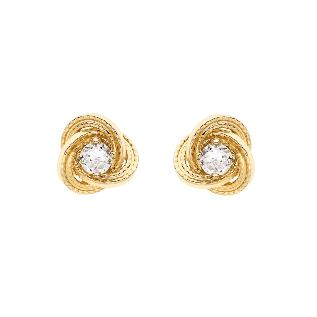 375 Gold Ohrstecker, Knoten mit Zirkonia