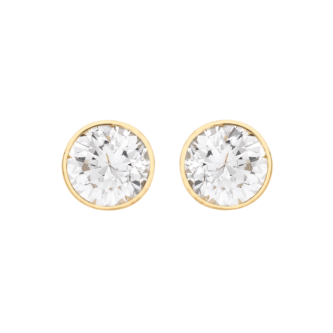 375 Gold Ohrstecker, rund, mit Zirkonia