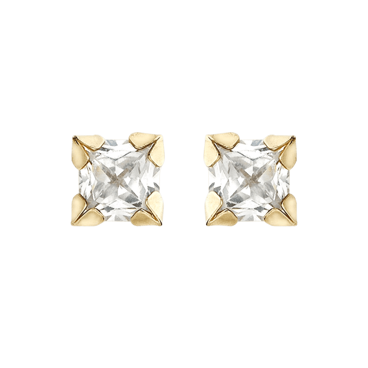 375 Gold Ohrstecker, viereckig, mit Zirkonia