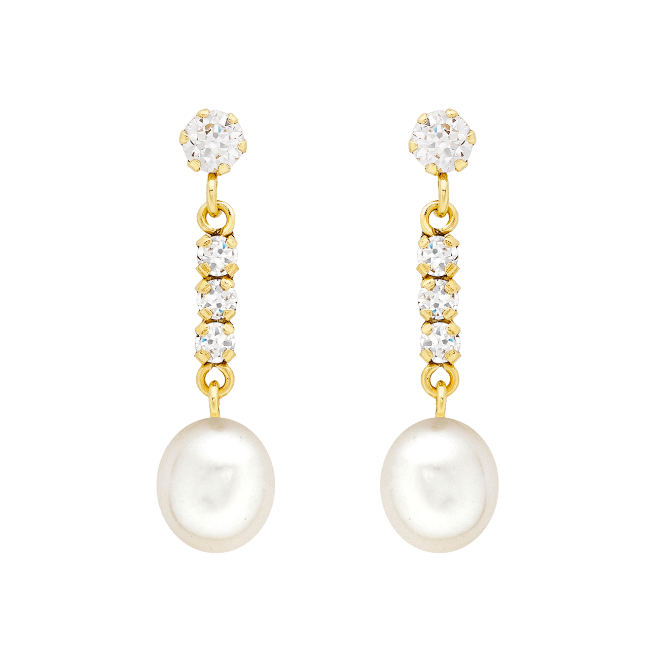 375 Gold Ohrringe mit Zirkonia und Perle