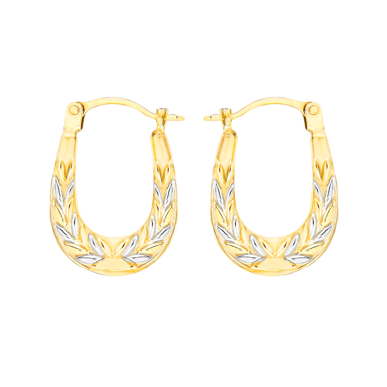 Ohrringe, 375 Gelb- und Weißgold, oval