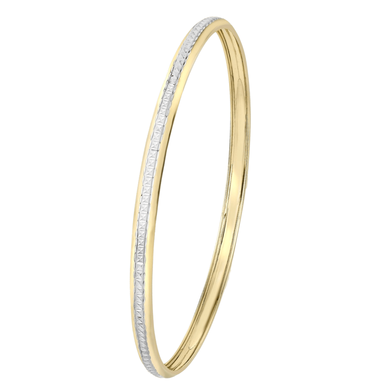 9 Karaat geel/witte bangle diamond cut