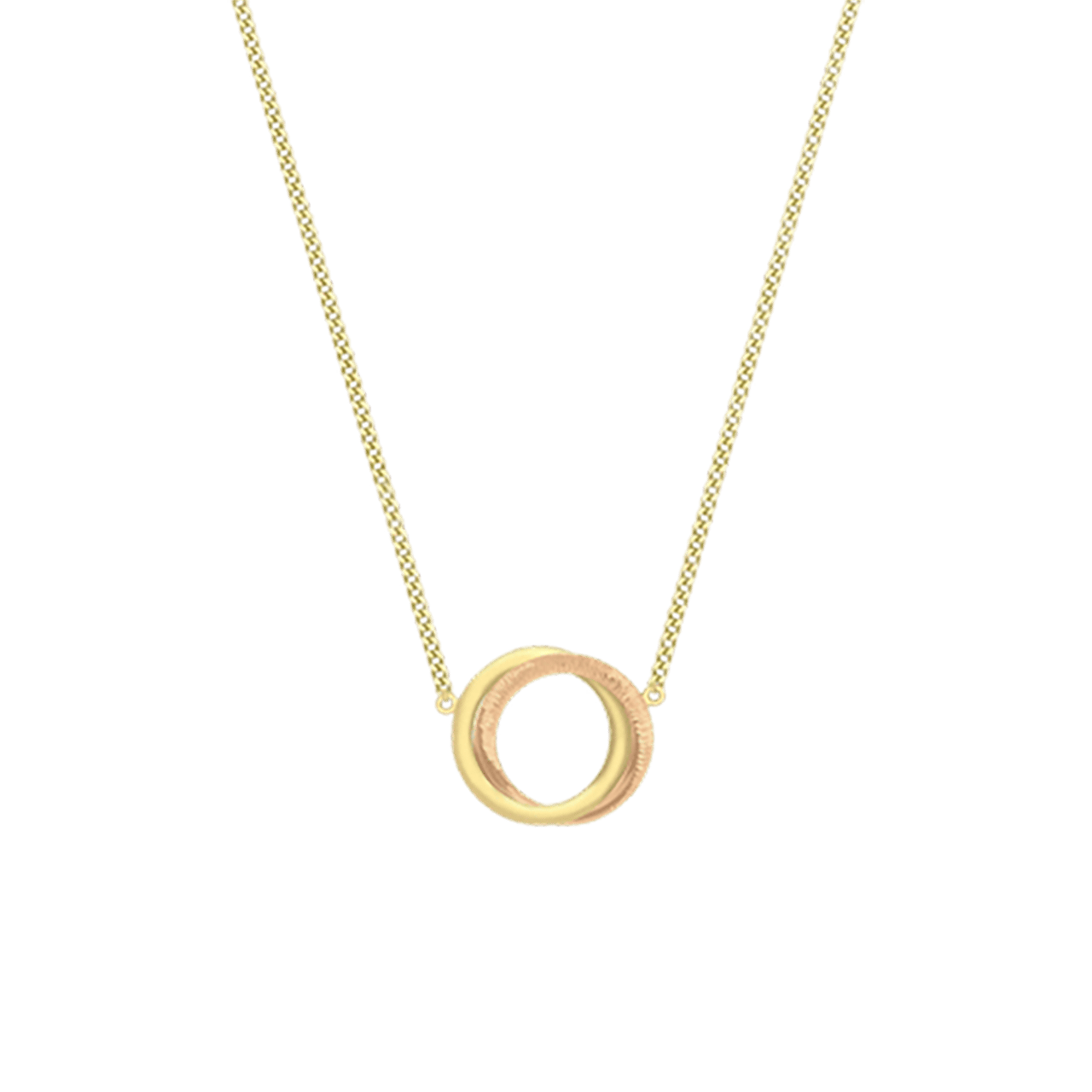 9 karaat bicolor ketting met dubbele ring voor dames