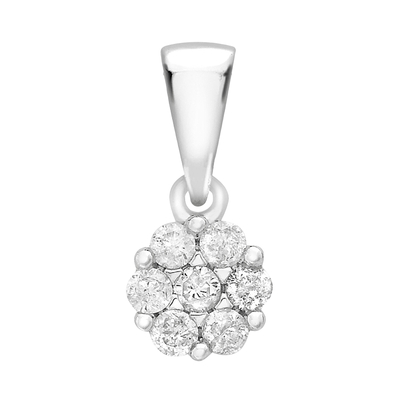 Anhänger, 375 Weißgold, Blume mit Diamanten