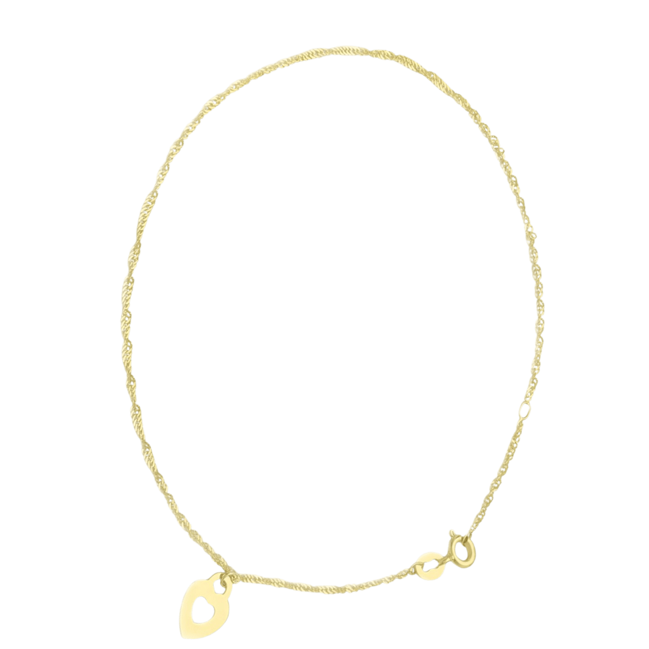 9 Karaat enkelband met hanger open hart